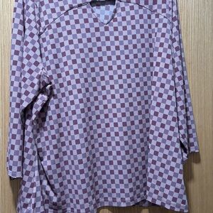 Liz Claiborne Purple and White Boxy Long Sleeve Blouse